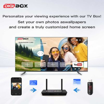 Digbox 64 GB Android 12 Box 4K 60fps 6K 30fps TV Box mit Sprachsteuerung